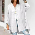 Chemise décontractée en lin de couleur unie