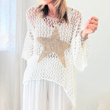 Tops en crochet à col rond et creux étoiles