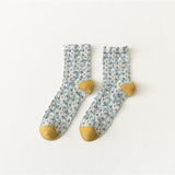 Chaussettes rétro en coton à fleurs