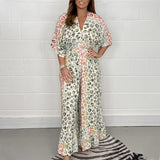 Combinaisons Kimono Col en V à Imprimé Géométrique