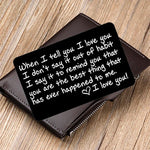 " I LOVE YOU " Carte métal gravée pour portefeuille