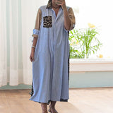 Robe chemise ample à motifs patchwork et rayures