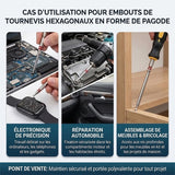 Jeu d'embouts de tournevis hexagonaux magnétiques en forme de pagode
