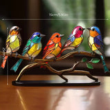 Ornements en Verre Teinté Oiseaux sur Branches