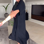 Robe plissée ample à col en V