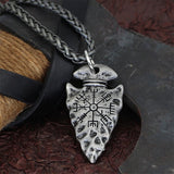 Collier lance d'Odin avec symbole Vegvisir