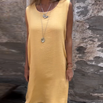 Robe sans manches à double épaisseur de couleur unie