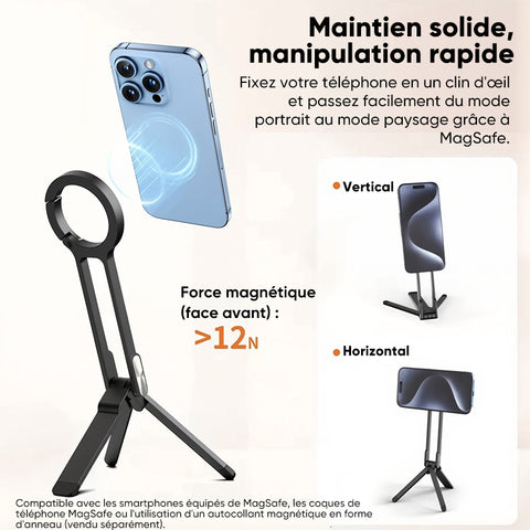 Support magnétique pour téléphone portable Sakerplus en alliage