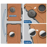 Fentes à cartes en cuir Pu pour AirTag, style homme d'affaires
