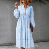 Robe à Manches Longues avec Imprimé Rayé