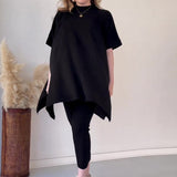 Ensemble deux pièces en tricot extensible pour femmes