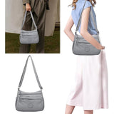 Sac bandoulière tendance uni à multiples poches zippées