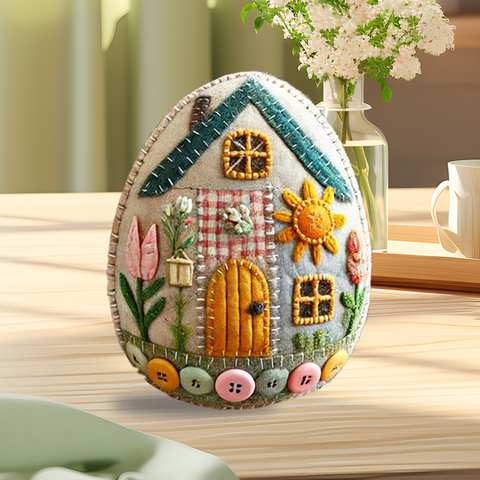 Kit de bricolage pour la maison de l'œuf en feutre patchwork