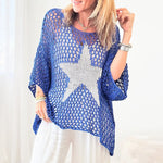 Tops en crochet à col rond et creux étoiles