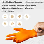 Gants en nitrile orange(50pcs)