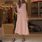 Robe sans manches en coton et lin à un bouton