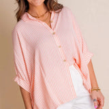 Chemise rayée à simple boutonnage et à manches mi-longues