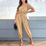 Pantalon harem à lacets et col en V