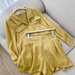 T-shirt et short boutonnés oversize deux pièces pour femme