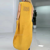 Robe longue décontractée sans manches à imprimé abstrait