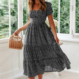 Robe Longue Florale à Manches Bouffantes