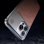 Etui de téléphone en cuir et métal