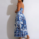 Robe deux pièces en porcelaine bleue et blanche