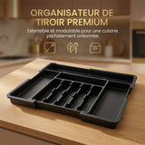 Plateau de rangement extensible et réglable pour ustensiles de cuisine