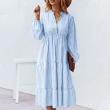 Robe à Manches Longues avec Imprimé Rayé