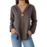 Sweatshirt à capuche avec col en V et bouton unique