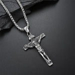 Collier crucifix en acier titane
