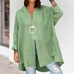 Chemise décontractée en lin de couleur unie