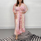 Combinaisons Kimono Col en V à Imprimé Géométrique