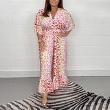 Combinaisons Kimono Col en V à Imprimé Géométrique