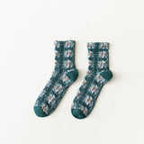 Chaussettes rétro en coton à fleurs