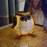 Lampe de jardin solaire en métal Hibou