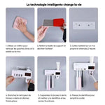Stérilisateur de brosse à dents intelligent à lumière UV, distributeur de dentifrice à monter sur le mur
