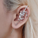 Boucles d'oreilles diamant avec étoile et lune