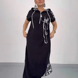 Robe à capuche zippée en patchwork