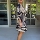 Robe à Manches Trois Quarts à Col en V