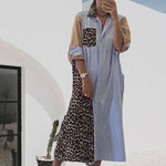 Robe chemise ample à motifs patchwork et rayures