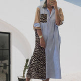 Robe chemise ample à motifs patchwork et rayures
