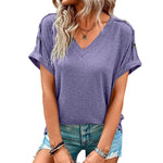 T-shirt à col en V avec boutons