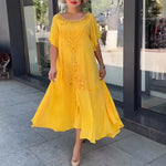 Robe à ourlet en dentelle et patchwork