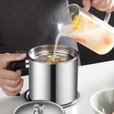 Pot à huile en acier inoxydable avec filtre