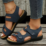 Sandales Plates en Cuir pour Femmes avec Soutien de la Voûte Plantaire