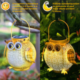 Lampe de jardin solaire en métal Hibou