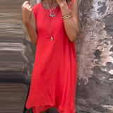 Robe sans manches à double épaisseur de couleur unie