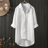Chemise femme unie en coton lin
