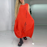 Robe longue décontractée sans manches à imprimé abstrait